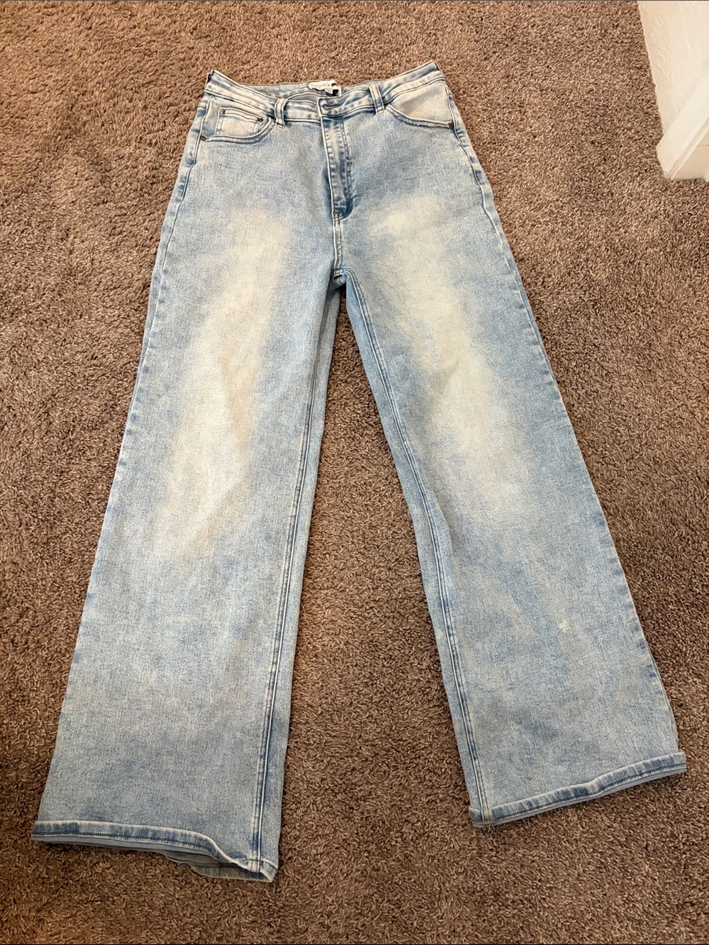 Fashion Nova Light Blue Flared Wide-Leg Jeans